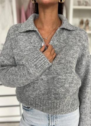Жіночий повсякденний класичний вовняний светр кофта оверсайз тканина вʼязка-вовна