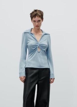 Блуза лонг з люрексом від zara 2