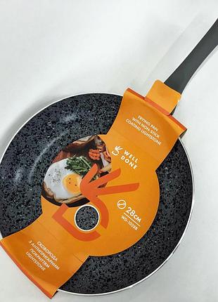 Долговечные сковородки well done wd-1028b 28 см, качественная сковорода sy-633 для жарки