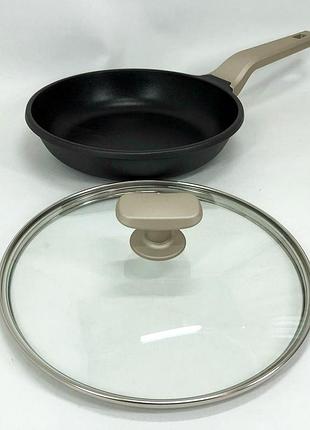 Сковорода magio mg-1166 з кришкою антипригарна 24 см, сковорода для смаження, якісна сковорода