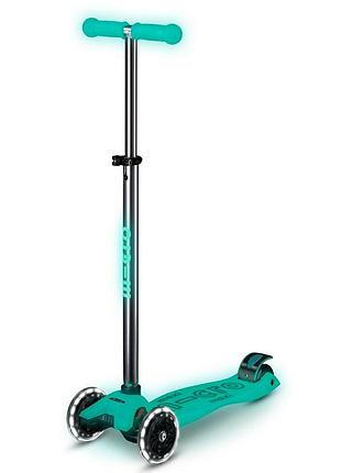 Самокат micro серии maxi deluxe glow led - желейный зеленый