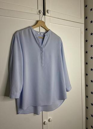 Базова блакитна вільна сорочка,бавовняна класична блуза юнікло,сорочка блузка оверсайз,жіноча ділова блузка,розмір л оригінал юнікло,бавовняна гарна