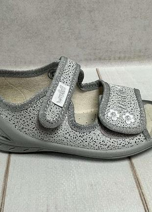 Детские тапочки на девочку текстильные waldi есва для садка серые цветы 24-30