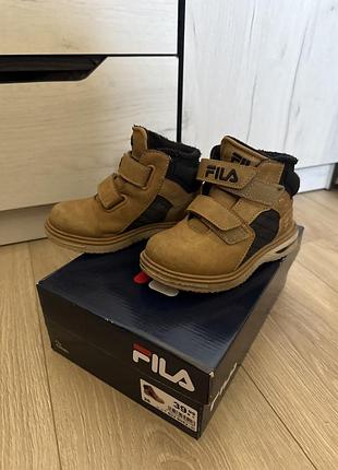 Черевики демі для хлопчика fila оригінал коричневі 17 см осінь зима на липучці хайтопи
