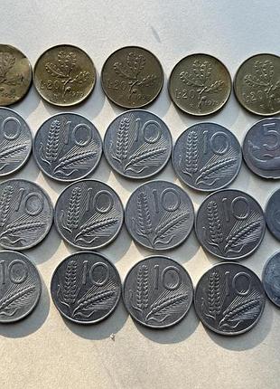 Набір монет італії 27 штук. набор монет италии 27 штук.