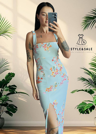 Длинное коктейльное платье на бретельках с разрезом 12/л