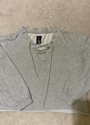 Світшот, кофта сіра, худі оверсайз спортивна кофта жіноча , укорочене худі sin say