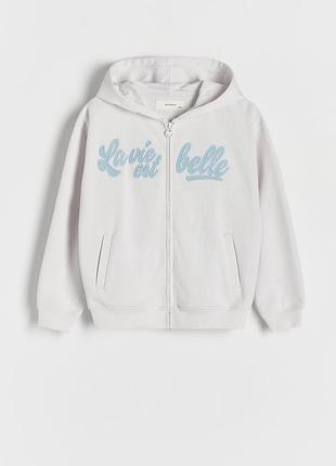 Детская толстовка с капюшоном для девочки reserved 134-140 см светло-серый (25082204c)