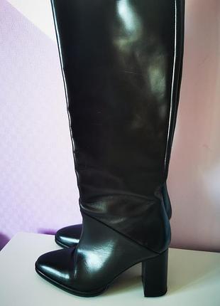 Uterque брендовые женские кожаные чёрные сапоги козаки