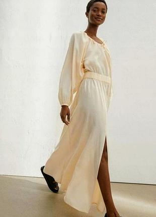 Платье макси натуральная ткань лен в составе нежная h&amp;m