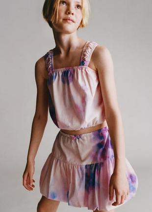 Трендова міні спідниця балон для модниці принт тай дай 100% котон 11-12 років зріст 152 см