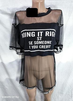 Туника черная сетка