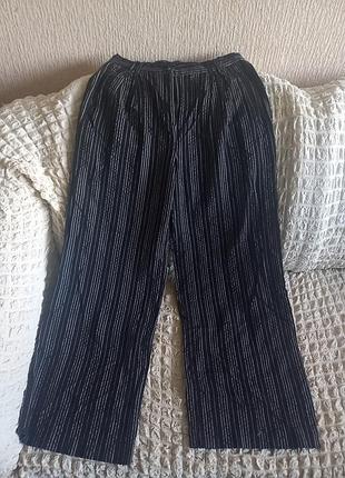 Стильные летние  натуральные полосатые брюки палаццо на высокий рост, 12l/ 48 размер,  next.