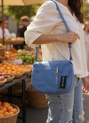 Сумка кросс-боди женская фирмы di gregorio италия кожа голубая