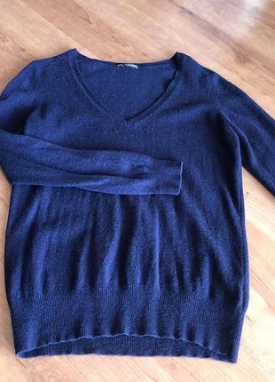 Из англии: пуловер тёплый,💯%кашемир! (классик.)под форму);густой тёмно синий! унисекс!универсально!