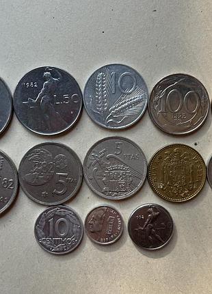 Набір монет італії та іспанії. набор монет италии и испании.