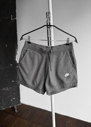 Nike womens grey fleece sweat shorts casual sportswear logo pockets жіночі, сірі, спортивні шорти з кишенями