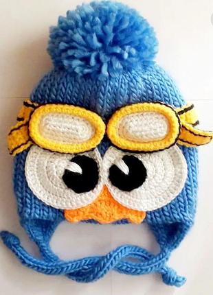 Теплая детская шапочка для малыша на 6-12умесяц.