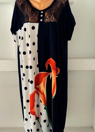 Брендовое платье батал с лилиями