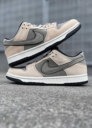 Кроссовки мужские nike sb dunk low steamboy ost beige grey кожаные замшевые 41-46 лето-осень