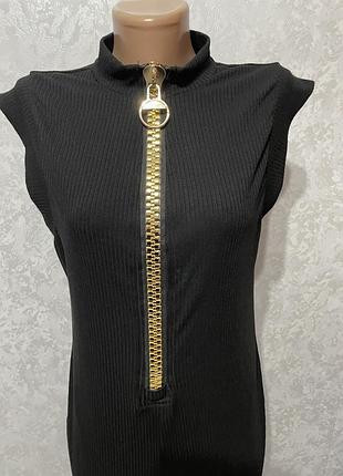 Комбинезон черный змейка shein