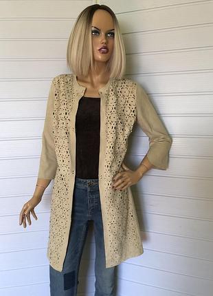 Вишуканий жакет з  перферованоі шкіри(набук)