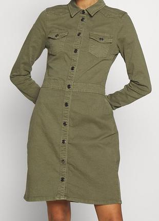 Джинсовое платье цвета хаки 46 размер