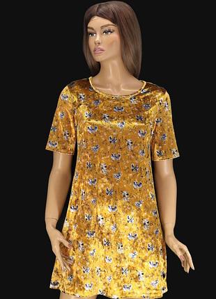 Брендовое велюровое платье "glamorous" с цветочным принтом. размер s.