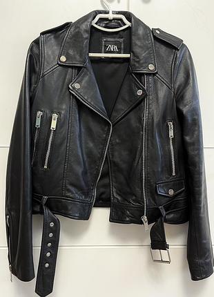 Косуха zara натуральная кожа куртка