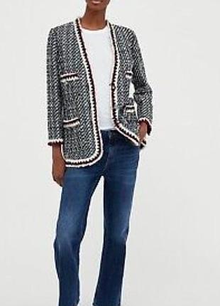 Піджак твід zara,жакет кардиган zara m