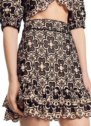 Sandro paris womens piniata broderie anglaise skirt floral lace embroidered mini skirt ruffle hem elegant rrp $259 жіноча, елегантна, стильна спідниця