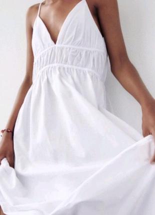 Біла сукня на тонких бретелях белое платье zara