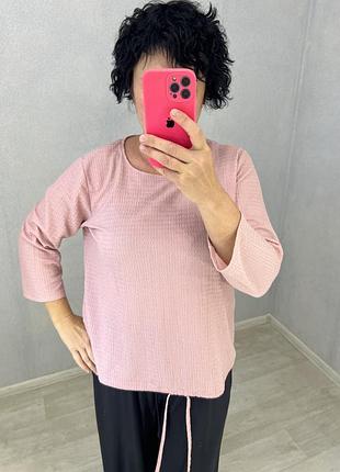 Гарна базова блуза на завʼязках жатка