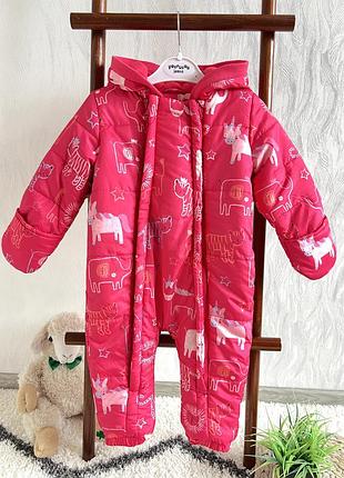 💫яскравий демі комбінезон в котиках від bluezoo baby на 12-18 міс., 80-86 см.