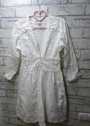 Летнее белое платье из прошвы