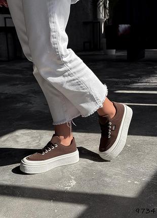 Кросівки жіночі mi шоколад, еконубук