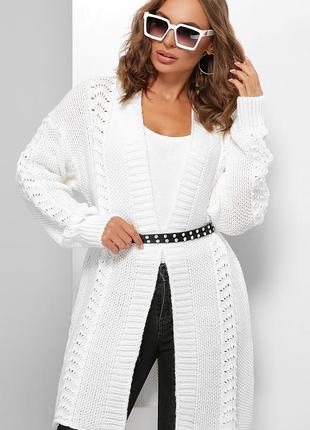 Кардиган женский вязанный, теплый, полу шерстяной, свободного кроя