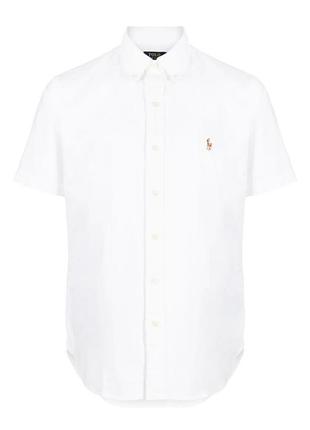 Рубашка polo ralph lauren сорочка белая m-l 38-40 короткие рукава