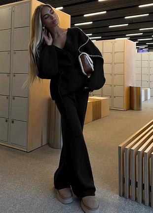 Теплий жіночий вʼязаний костюм кімоно і штани ангора