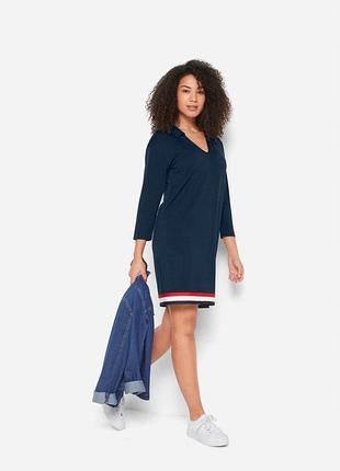 John baner платье синее батал туника длинный рукав с воротником большой размер