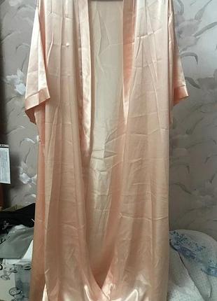 Атласный халат 56 размер пудровый