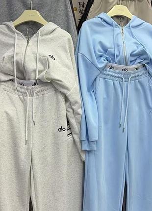 Костюм alo ало yogaштани на кофта/зіп худі вкорочена на затяжках