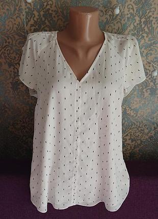Белая блуза в горошек h&m  р. м блузка
