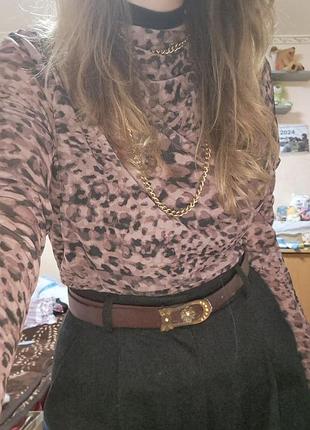 Кофта-сеточка с леопардовым принтом