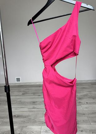 Сукня призібрана малинова zara