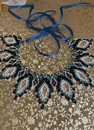 Нове намисто гердан едельвейс пелюстки квіти буси гердан подарунок голубе кольє