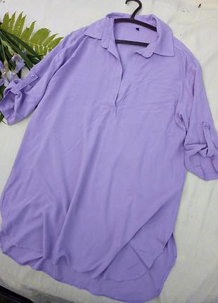 Шикарна лавандова подовжена блуза з еластичного штапелю, 44-46разів, італія.