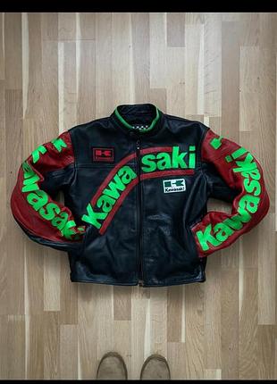 Шкіряна мото куртка kawasaki
