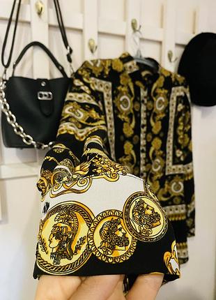Рубашка женская в стикеры барокко золотая