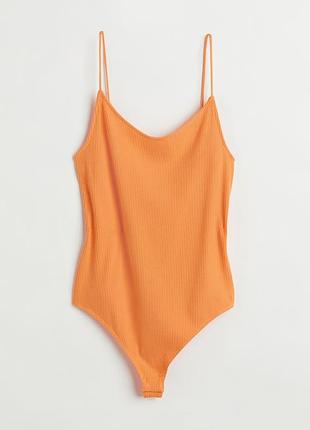 Оранжево-желтый боди в рубчик 54 гг